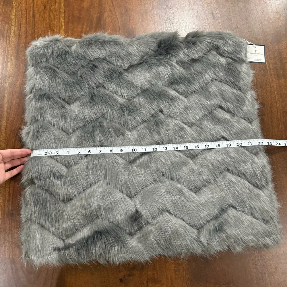 New! Williams Sonoma Home Faux‎ Fur Chevron Pillow Cover 22in x 22in